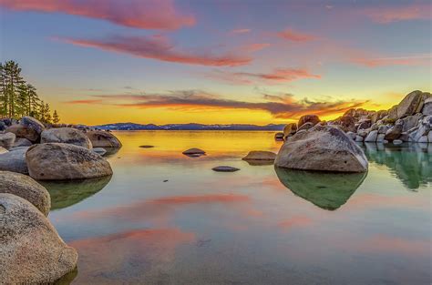 Lake Tahoe Spring Sunset Reflection Photograph By Scott Mcguire
