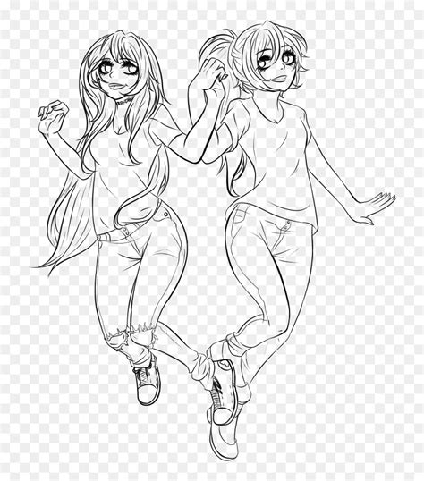 Anime Girl Friends Coloring Pages
