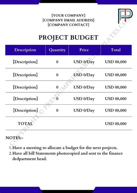 Printable Project Budget Template In Pdf And Word Pack Of 2 Premium
