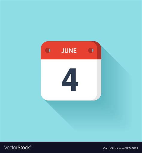 June 4 Isometric Calendar Icon With Shadow Vector Image