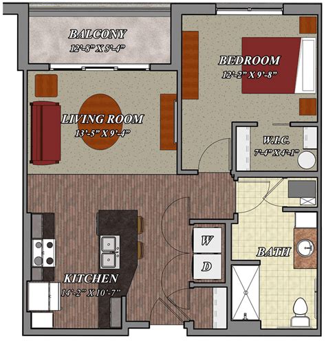 1 Bedroom 1 Bathroom Style B1a Lilly Preserve Apartments