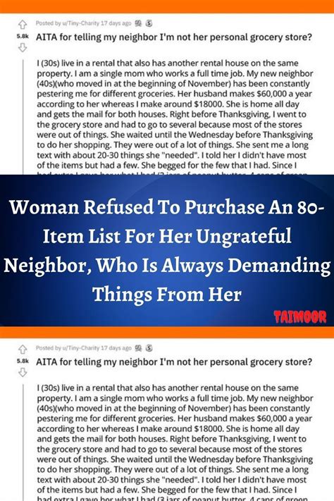 Woman Refused To Purchase An 80 Item List For Her Ungrateful Neighbor