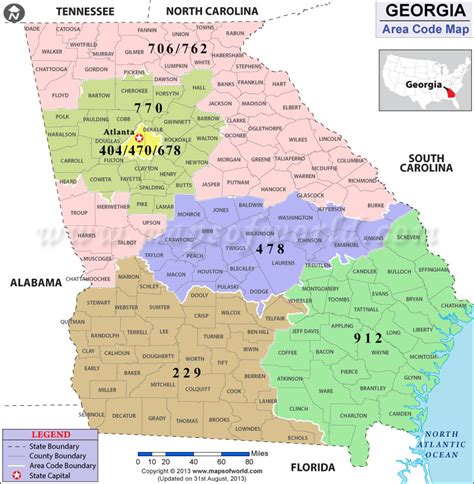 Georgia Area Code Maps