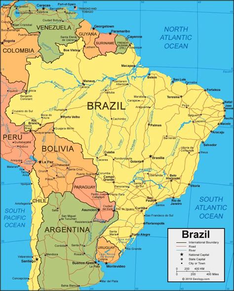 Detailed Political Map Of Brazil With All Cities Braz