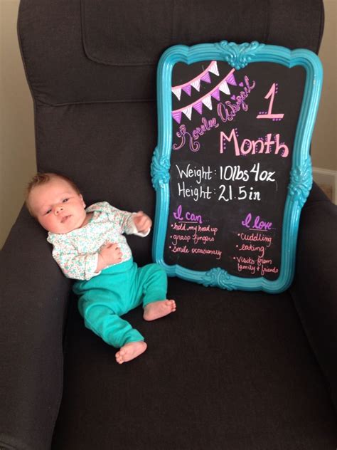 Roselees 1 Month Chalkboard Sign One Month Old Baby Baby Chalkboard