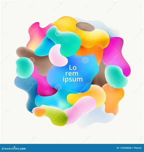 Abstract Fluid Colorful Bubbles Shapes Overlap On White Background