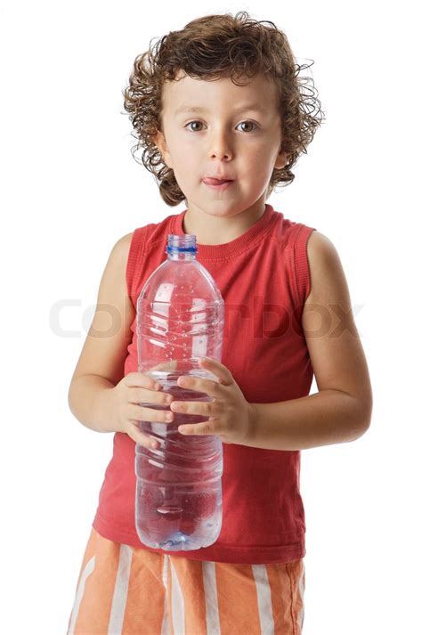 Adorable Boy Drinking Water Stock Image Colourbox