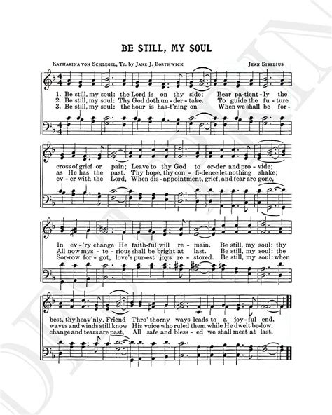 Be Still My Soul Hymn Lyrics Sheet Music Art Hymn Art Hymn Sheet Home