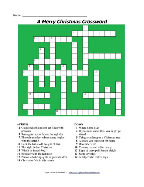 Free Printable Christmas Crossword Puzzles Printable Templates