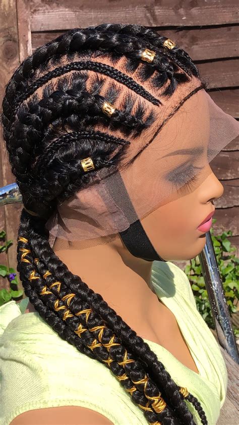 Ready To Shipblack Stitch Braids Cornrows Full Lace Braided Wig Human