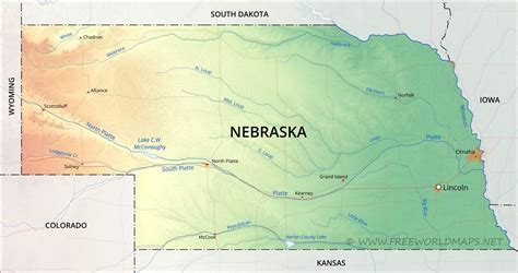 Physical Map Of Nebraska