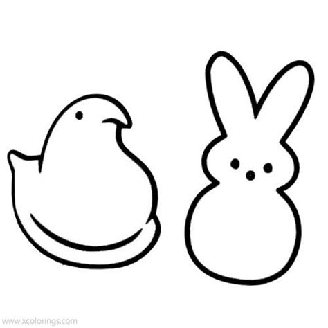 Peeps Coloring Pages Bunnies Template Easter