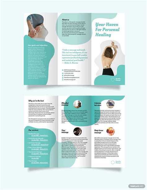 simple massage therapy tri fold brochure template in indesign psd pages illustrator