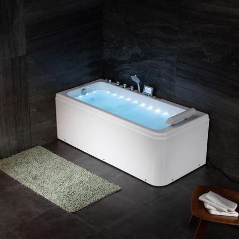 Luxury 67 Modern Rectangular Whirlpool Soaking Massage Bathtub Led Air Bubble Jetted Corner Tub