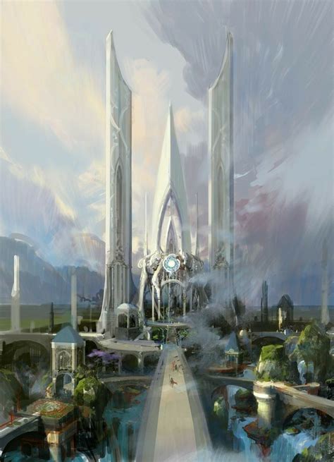 Sci Fi White Fortress Fantasylandscape With Images Fantasy Concept