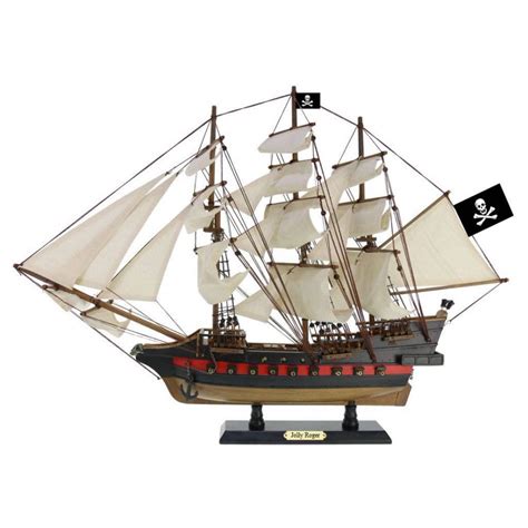 Wooden Captain Hooks Jolly Roger White Sails Limited Model Pirate Ship