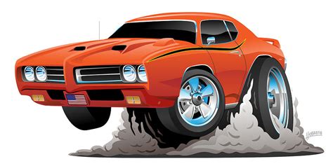 Classic American Muscle Car Cartoon Digital Art By Jeff Hobrath Fine