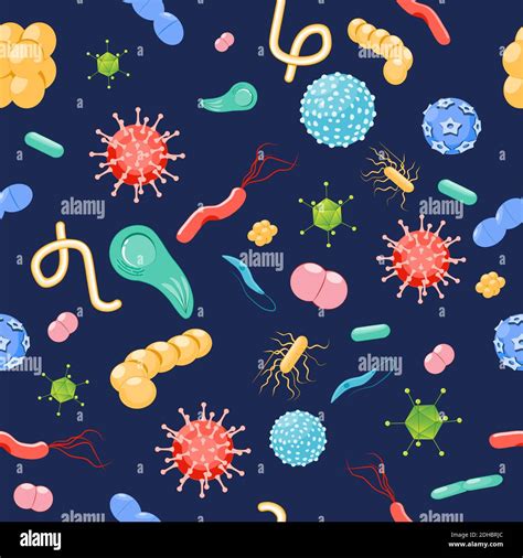 Virus And Bacteria Background Seamless Pattern Pathogens And Microbes