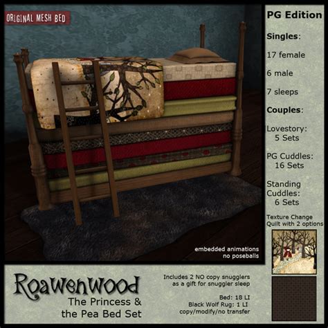 Second Life Marketplace Rw The Princess And The Pea Bed Set Pg Edition