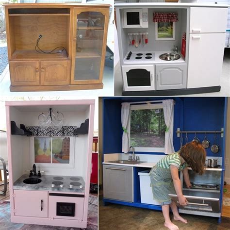 You can pick up old tv cabinets like this for free or cheap. Transform an Old TV Cabinet into a Play Kitchen for Your ...
