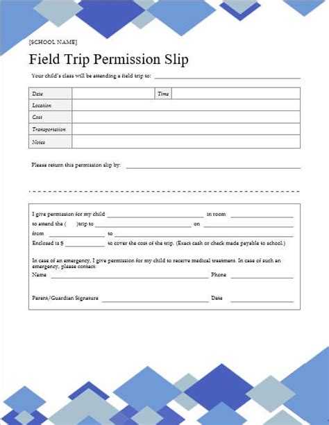 10 Field Trip Permission Slip Template Room