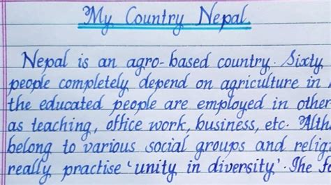 Essay On My Country Nepal Essay Writing English Writing