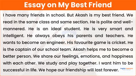 How To Write An Essay On My Best Friend In English My Best Friend Essay For Class