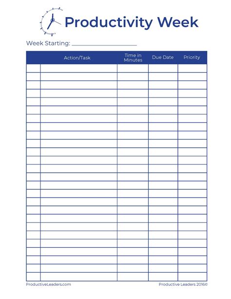 The sheet also notes the number of leaves taken by an employee during a given period. Weekly Productivity Worksheet - Productive Leaders - Mary ...