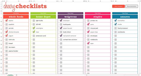 Cheery Checklists Excel Template Printable Checkable To Do Lists