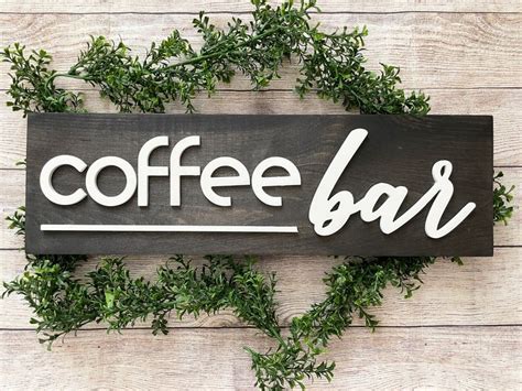 Coffee Bar Sign Farmhouse Wall Decor Wood Sign Open Daily Etsy