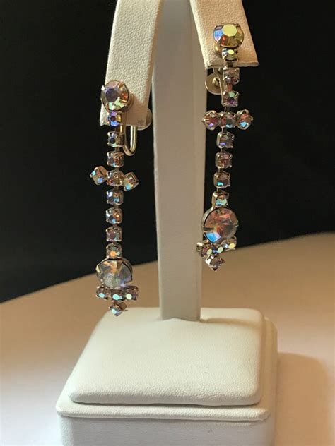 Vintage Ab Rhinestone Dangle Gem