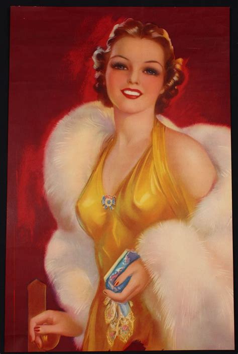 Antique S Jules Erbit Glamorous Pin Up Poster Art Deco Radiant Smile Vintage