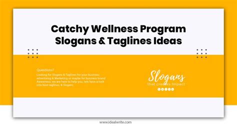 101 Catchy Wellness Program Slogans And Taglines Ideas