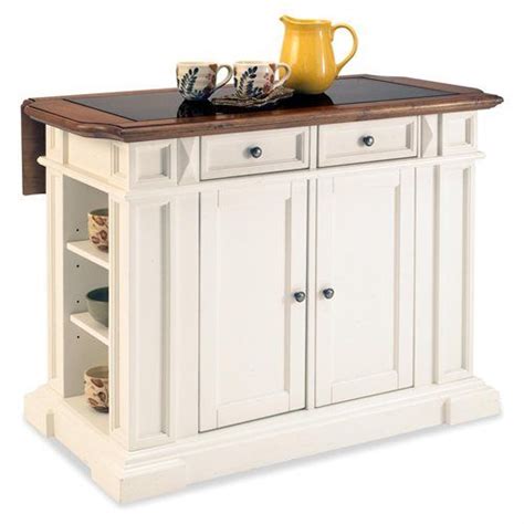 Home Styles White and Distressed Oak Deluxe Traditions ... Four stylish stools are tucked away beneath the countertop.