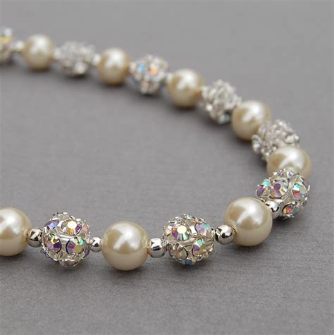 How can i wear my pearls? Bridal Pearl Necklace Sparkling Ivory Pearl Necklace Wedding