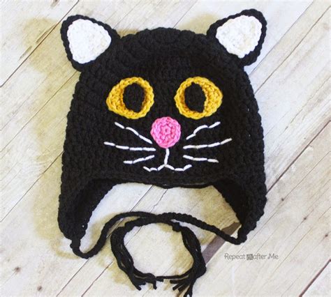 Crochet Black Cat Hat Repeat Crafter Me