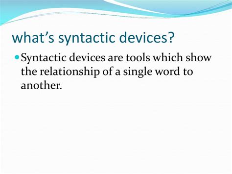 Ppt Syntactic Devices Powerpoint Presentation Free Download Id2503924