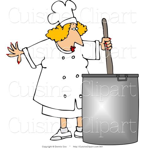 Cuisine Clipart Of A Female Chef Stirring A Large Pot Of Soup By Djart Qwudpk Female Chef
