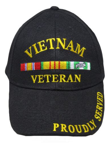 Vietnam War Veteran Proudly Served Embroidered Hat Black Ball Cap Ee Ebay