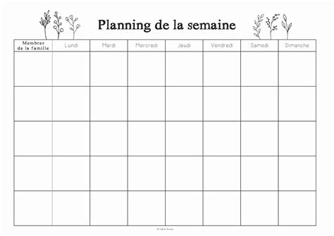 Planning menu semaine à imprimer : Planning semaine à imprimer - young planneur