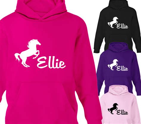 Childrens Personalised Glitter Equestrian Hoodie Horse Riding Hoody Arm