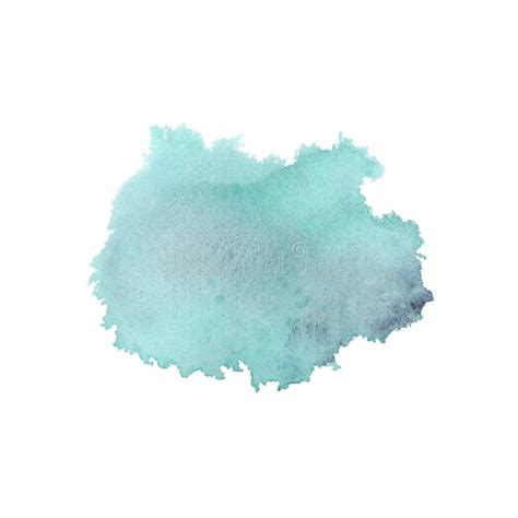 Blue Green Spots And Splashes Isolated On White Background Watercolor