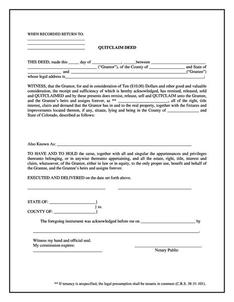 Quit Claim Deed Fillable Form Printable Forms Free Online