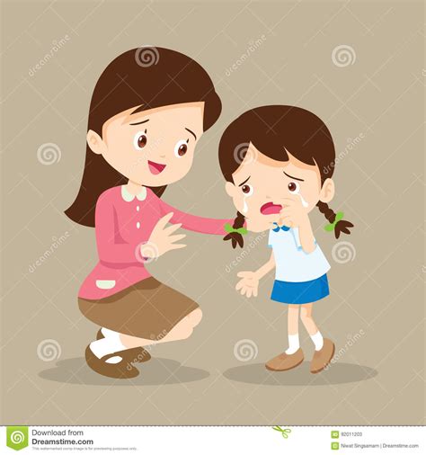 Teacher Comforting Her Crying Student Vector Illustration