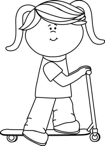 Sur.ly for any website in case your platform is not in the list yet, we provide sur.ly. Black and White Little Girl Riding a Scooter Clip Art ...