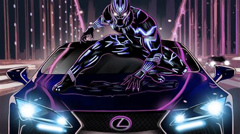 Wallpaper Black Panther Lexus Lc 500 Artwork Neon Art