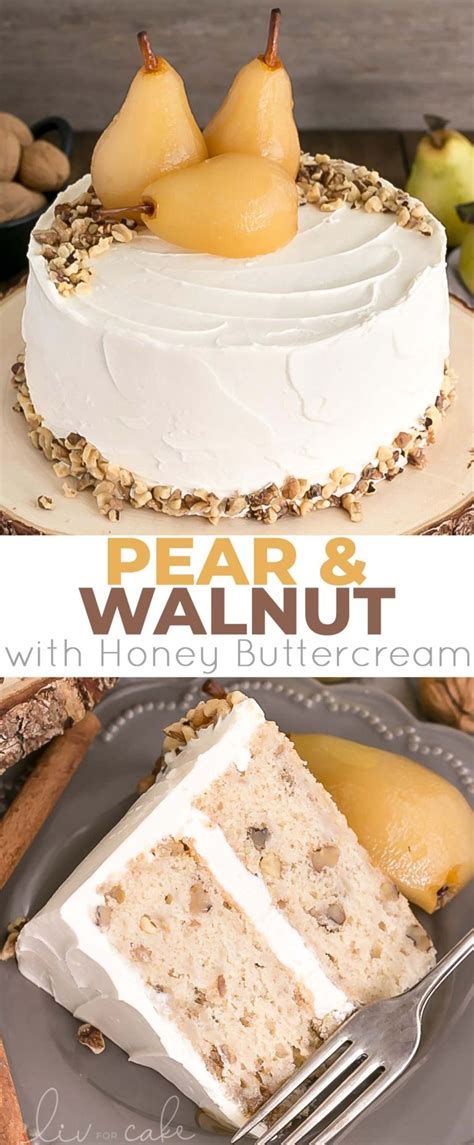 Pear And Walnut Cake With Honey Buttercream Frosting