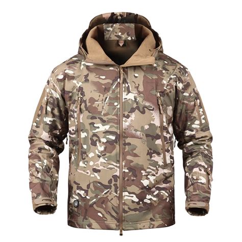Mege Brand Camouflage Military Men Hooded Jacket Sharkskin Softshell