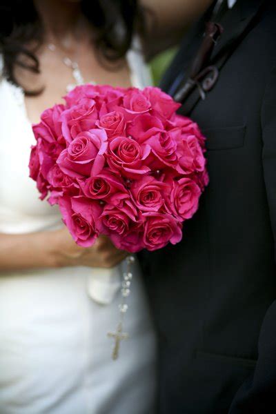 Bouquet Bridal Dark Pink Wedding Roses
