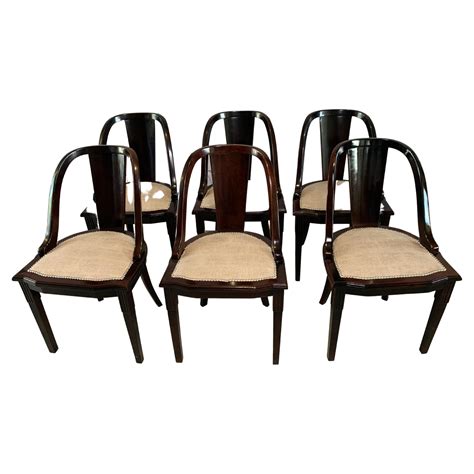 Set Of 6 French Art Nouveau Dining Chairs At 1stdibs